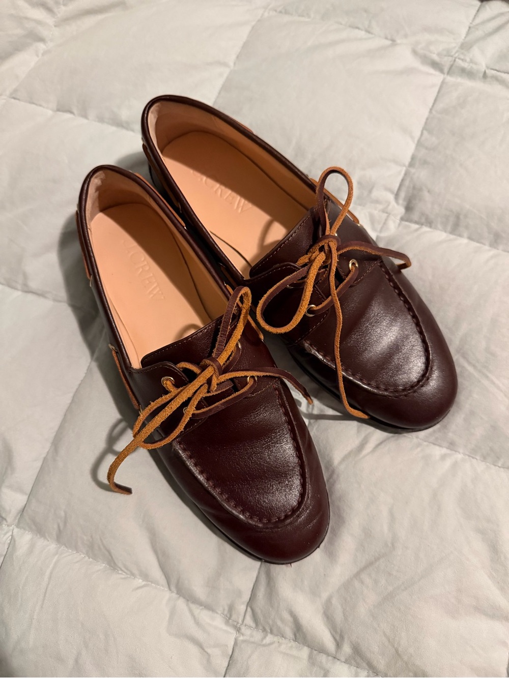 Women's Brown Leather Lace-Front Loafers